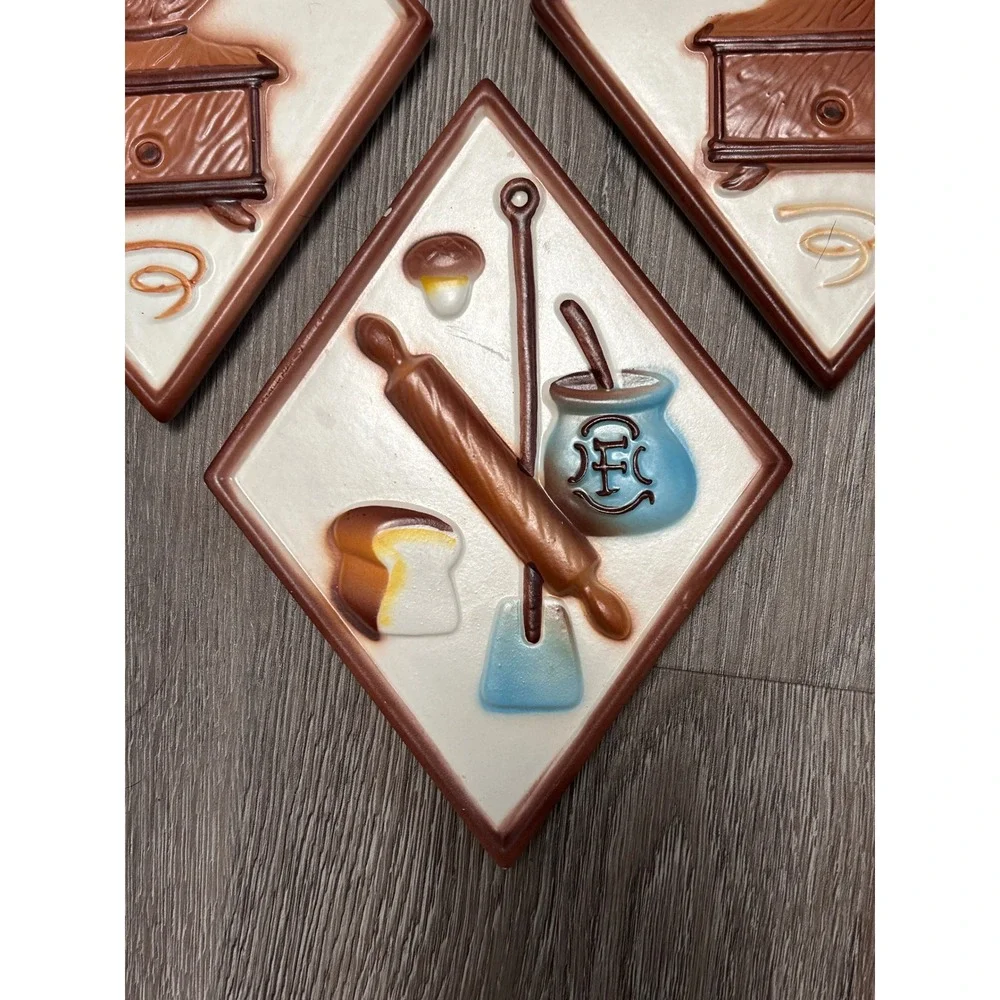 Vintage Lefton Ceramic Wall Plaques Set 4 Coffee Grinder Pot Kitchen Japan 60s